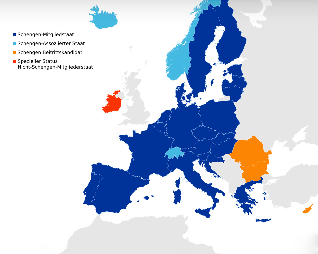 Karte Schengen Raum